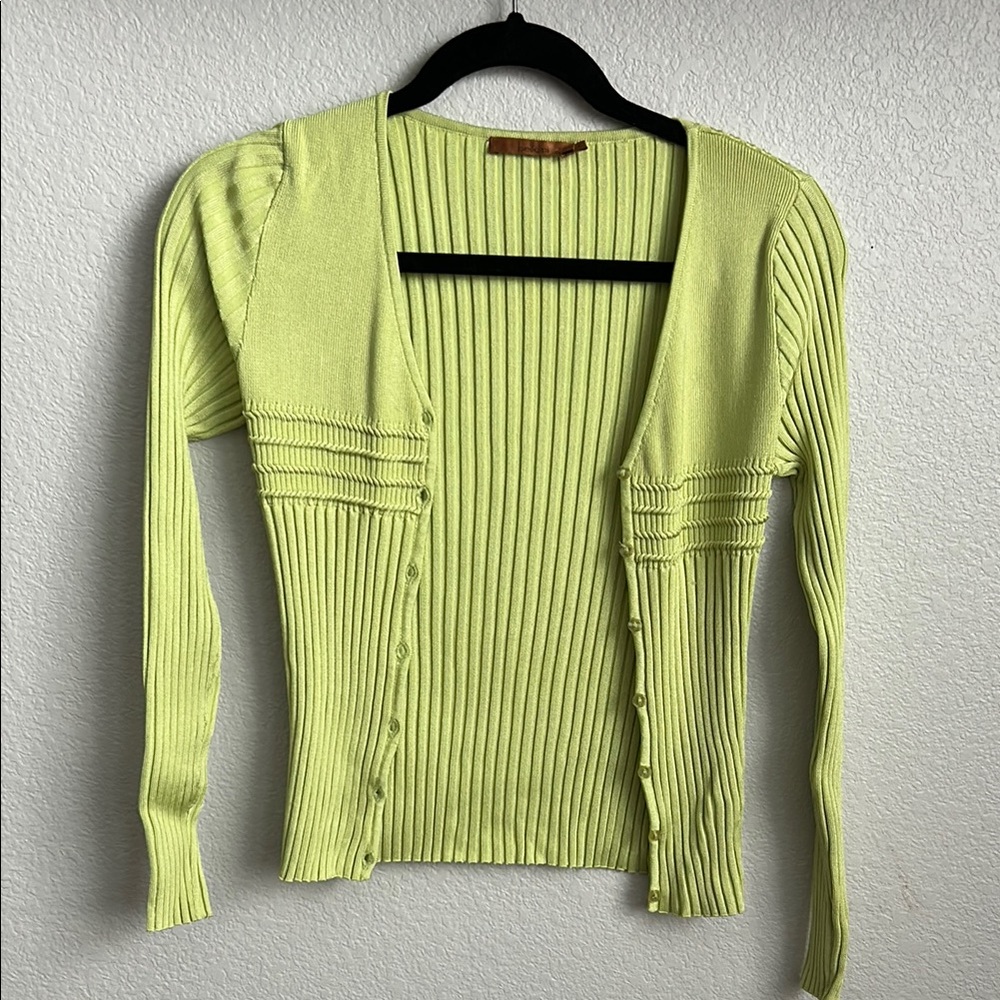Lime Green Ribbed Women's Sweater